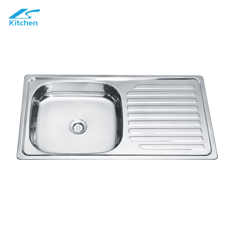 K-7540A ចានតែមួយជាមួយចានបំពង់បង្ហូរតែមួយ SINK ដែកអ៊ីណុក 304
