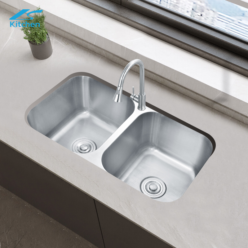 LS-8046B Polished Professional Silver Size Stainless Kitchen Sink ជាមួយនឹងក្តារ