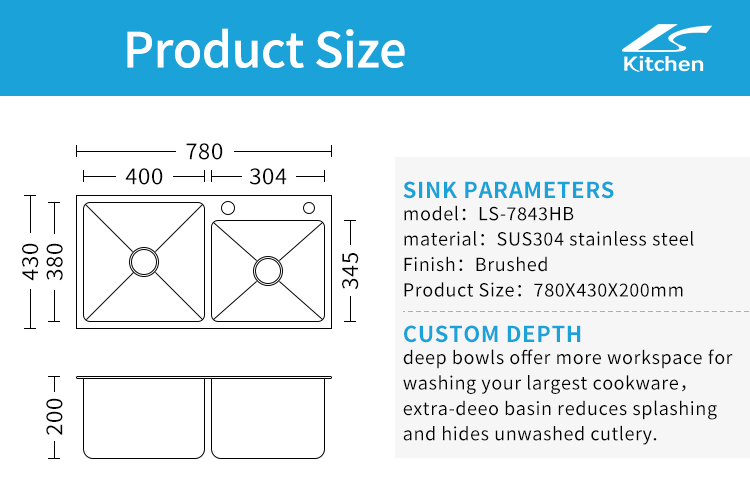 LS-7843HB Hot Sales black handmade sink Supplier Farmhouse Kitchen Sink