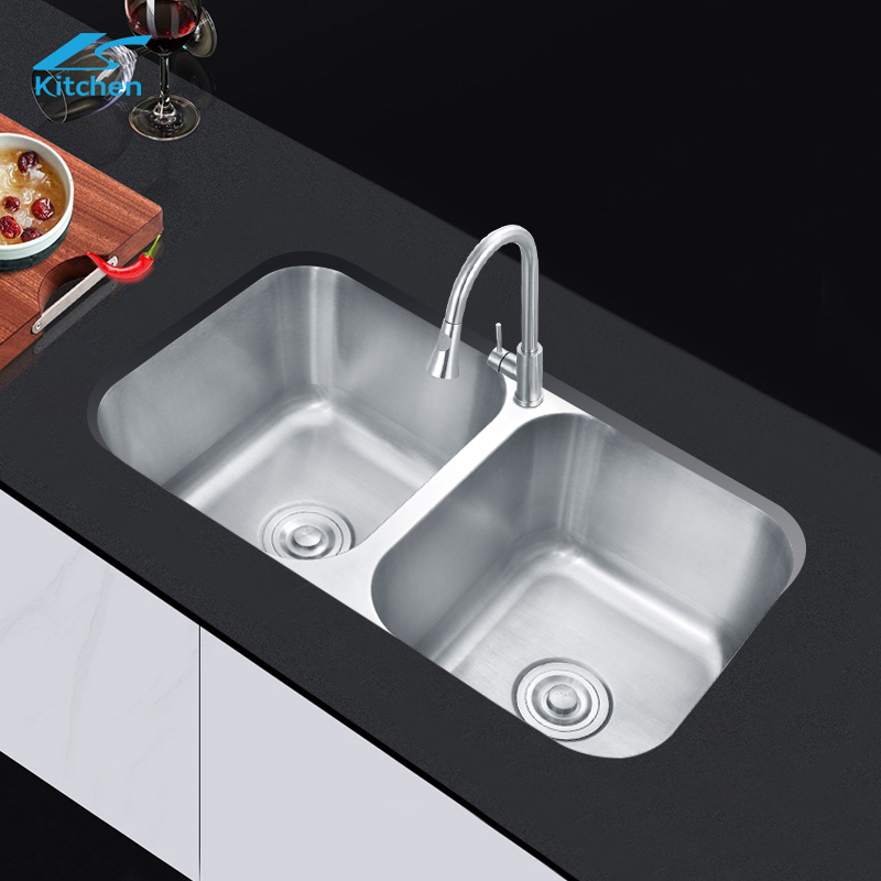 LS-8046B Polished Professional Silver Size Stainless Kitchen Sink ជាមួយនឹងក្តារ