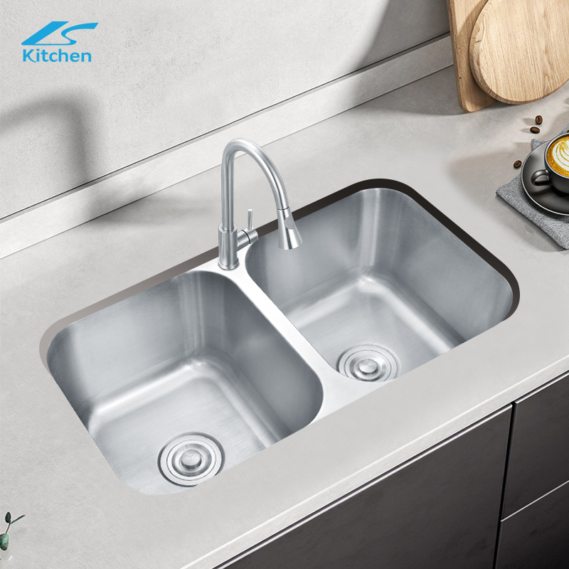 LS-8046B Polished Professional Silver Size Stainless Kitchen Sink ជាមួយនឹងក្តារ