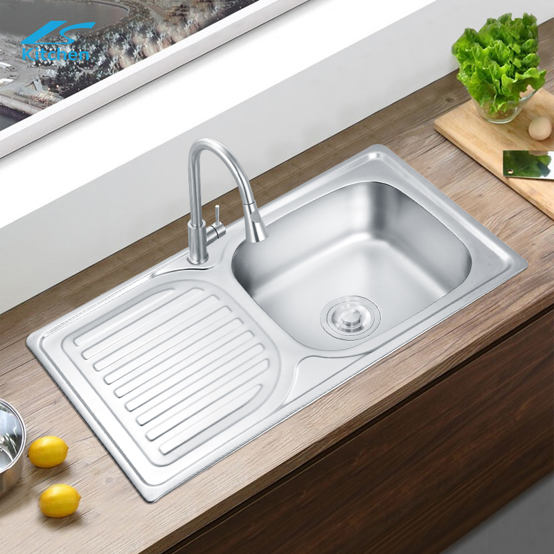 K-7540A ចានតែមួយជាមួយចានបំពង់បង្ហូរតែមួយ SINK ដែកអ៊ីណុក 304