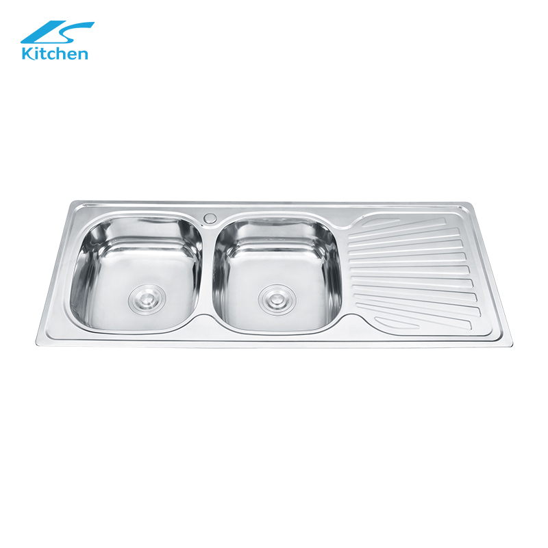 K hote sale factory Restaurant Kitchen Sink single Drainboard double bowl Sink above Mounted Sink លិចចានតែមួយ 