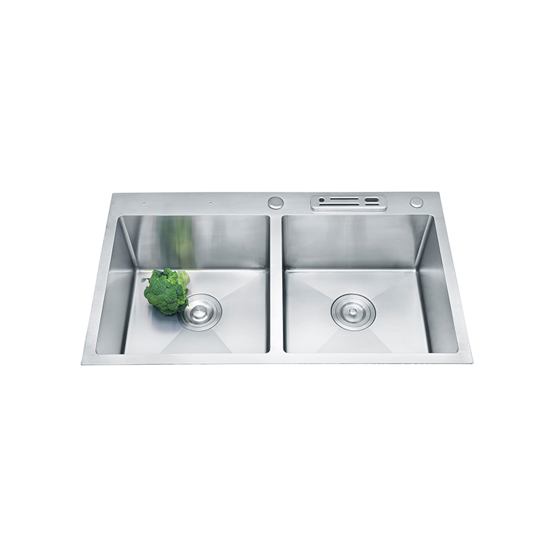 Fregadero SUS304 Deep Basin Nano Double Bowl Undermount Handmade Stainless Steel លិចផ្ទះបាយខ្មៅ